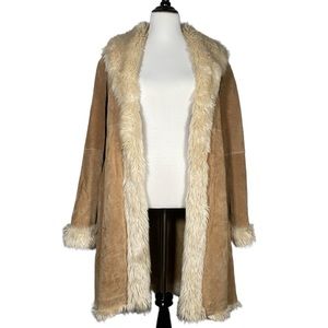 Wilson Leather Suede Faux Fur Size M Light Brown/Tan Women Coat